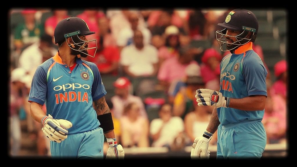 Virat Kohli and Shikhar Dhawan during India’s fourth ODI against South Africa.
