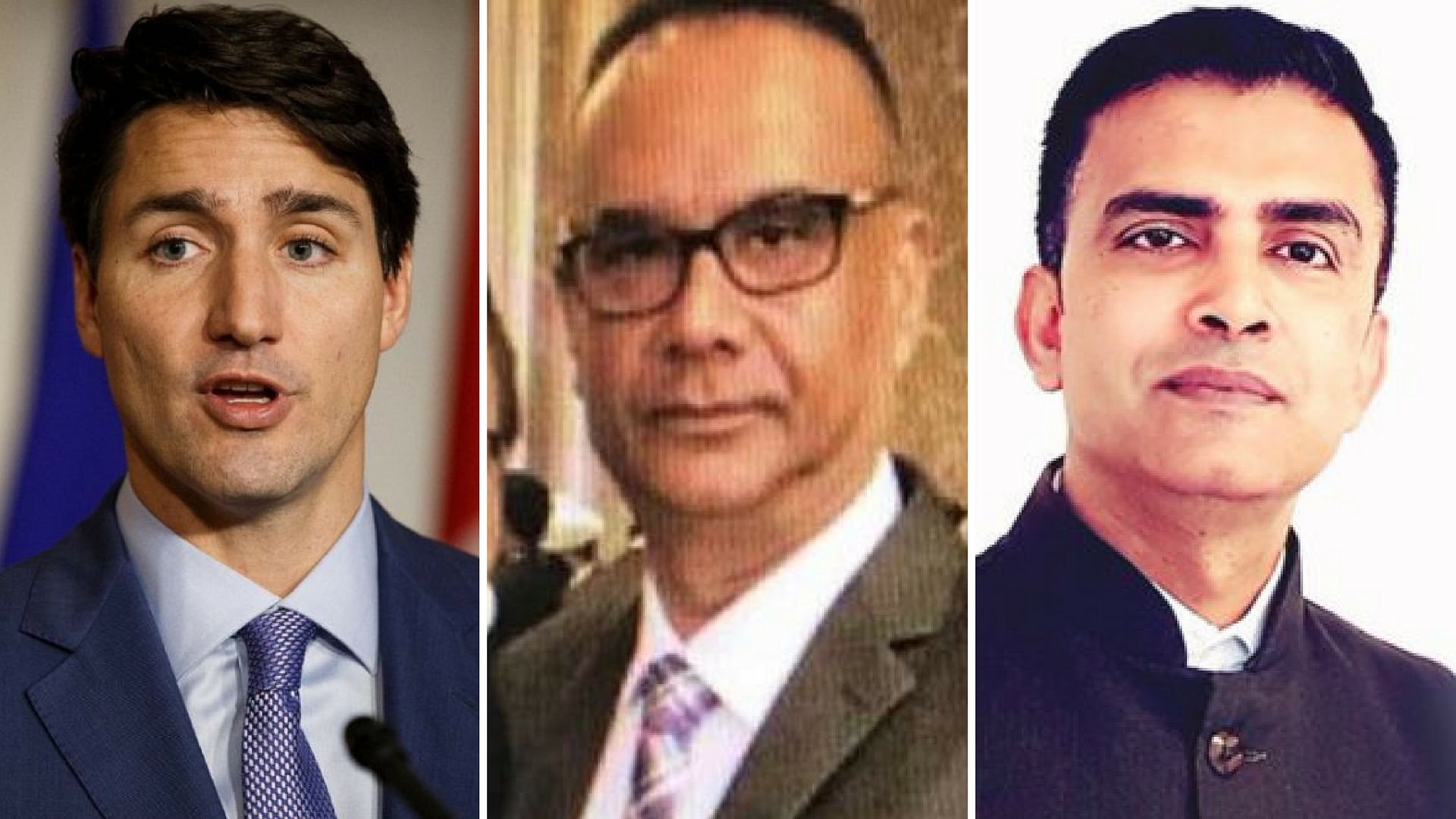 Canadian PM Justin Trudeau (L), Kahlistani Extremist Jaspal Atwal, MEA Spokesperson Raveesh Kumar (R).
