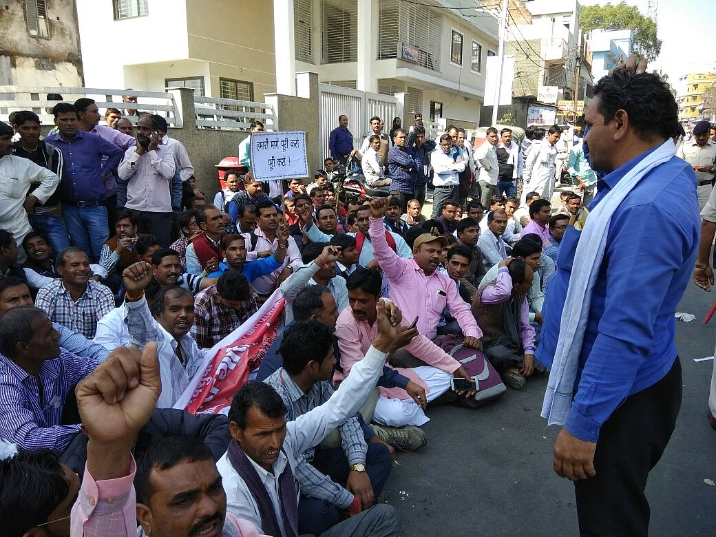 Gau rakshaks protesting in Bhopal.