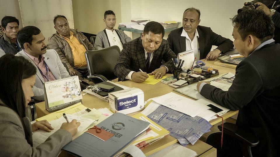 Meghalaya Chief Minister Mukul Sangma files his nomination papers in Songsak.