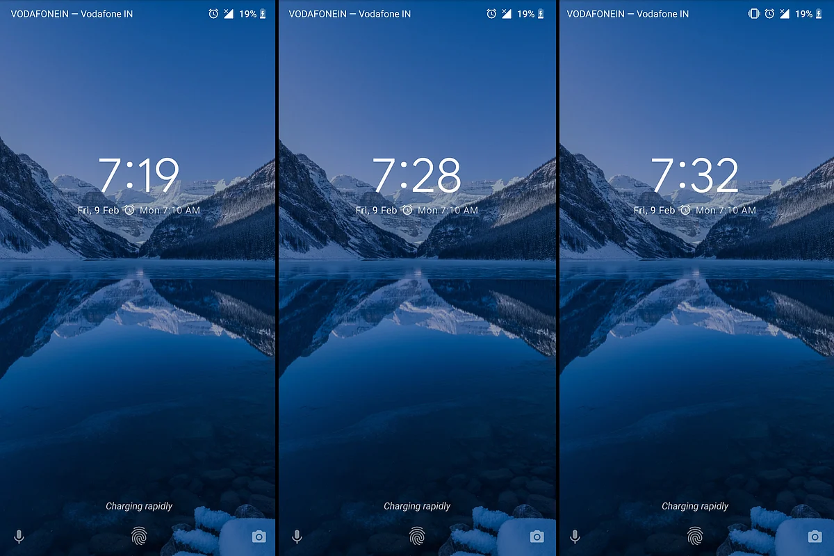 A series of screengrabs showing no improvement in battery percentage (19%), after being plugged in for 13 minutes. 
