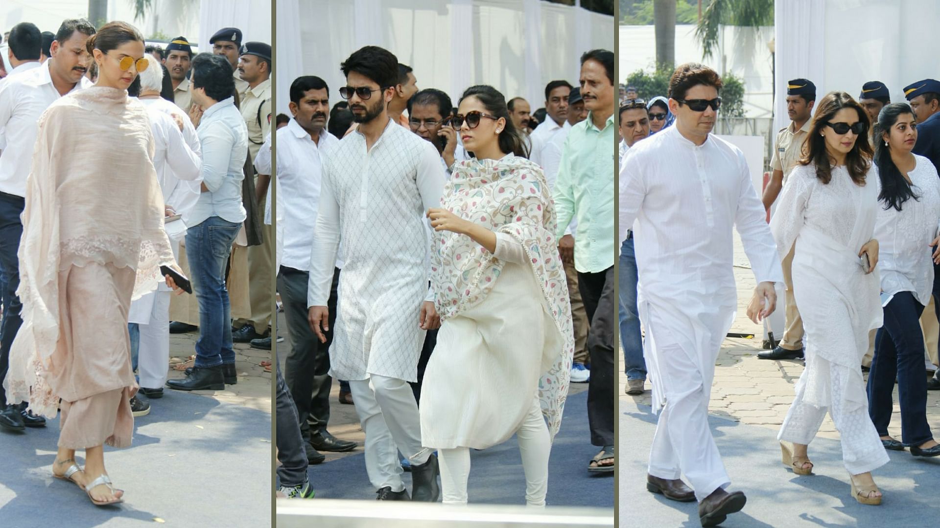 Deepika Padukone, Shahid Kapur, Mira Rajput, Madhuri Dixit &amp; Sriram Nene pay their last respects to Sridevi.