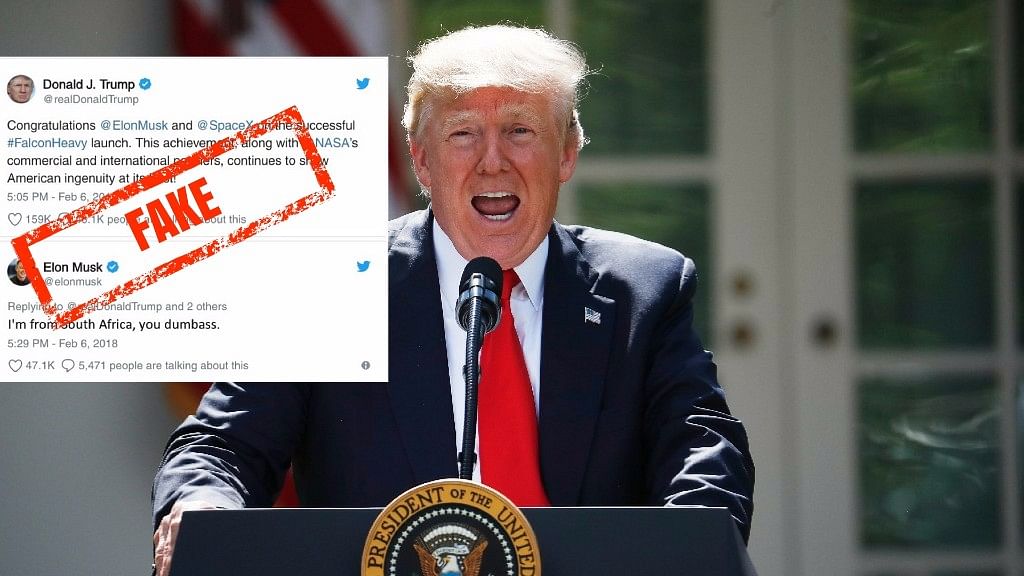 The fake image appeared after Trump posted a tweet congratulating Elon Musk for the Falcon Heavy launch.&nbsp;