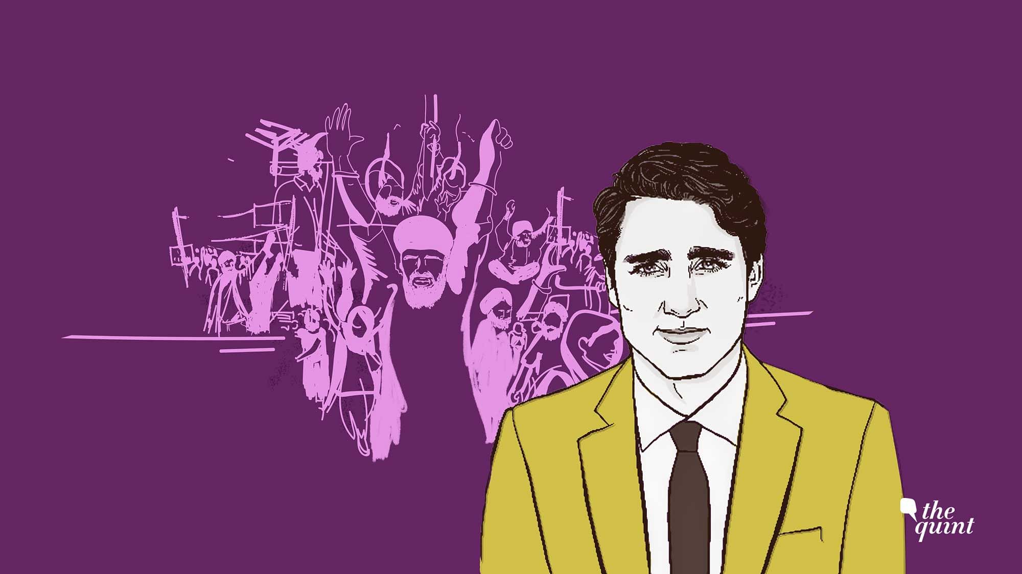 Image of Justin Trudeau against an artist’s impression of the Khalistan movement, used for representational purposes.