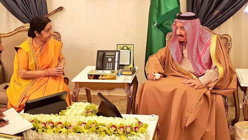 External Affairs Minister Sushma Swaraj with Saudi King Salman.