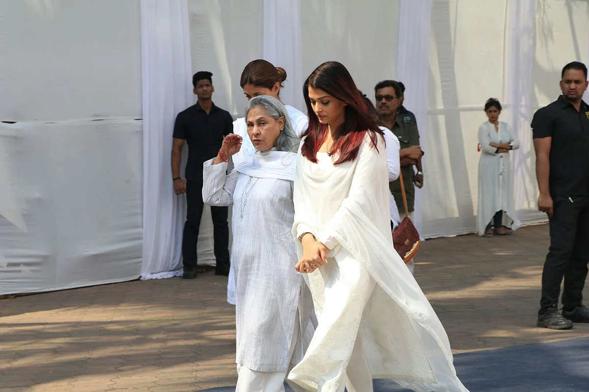 Jaya Bachchan with Aishwarya Rai Bachchan walk into the Celebration Sports Club.