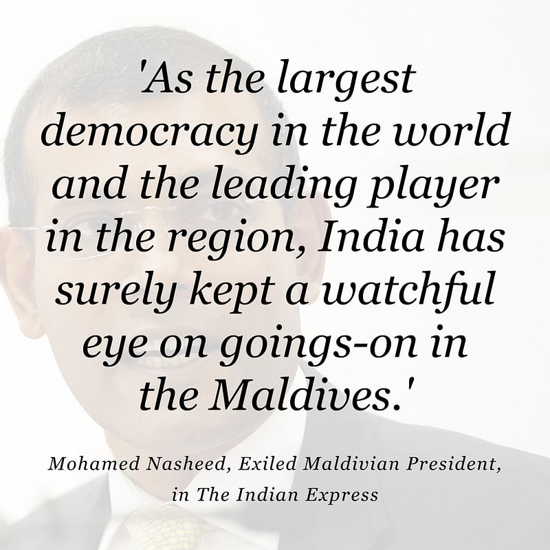 Exiled former president Mohamed Nasheed reiterated that India must lead the international community and aid Maldives
