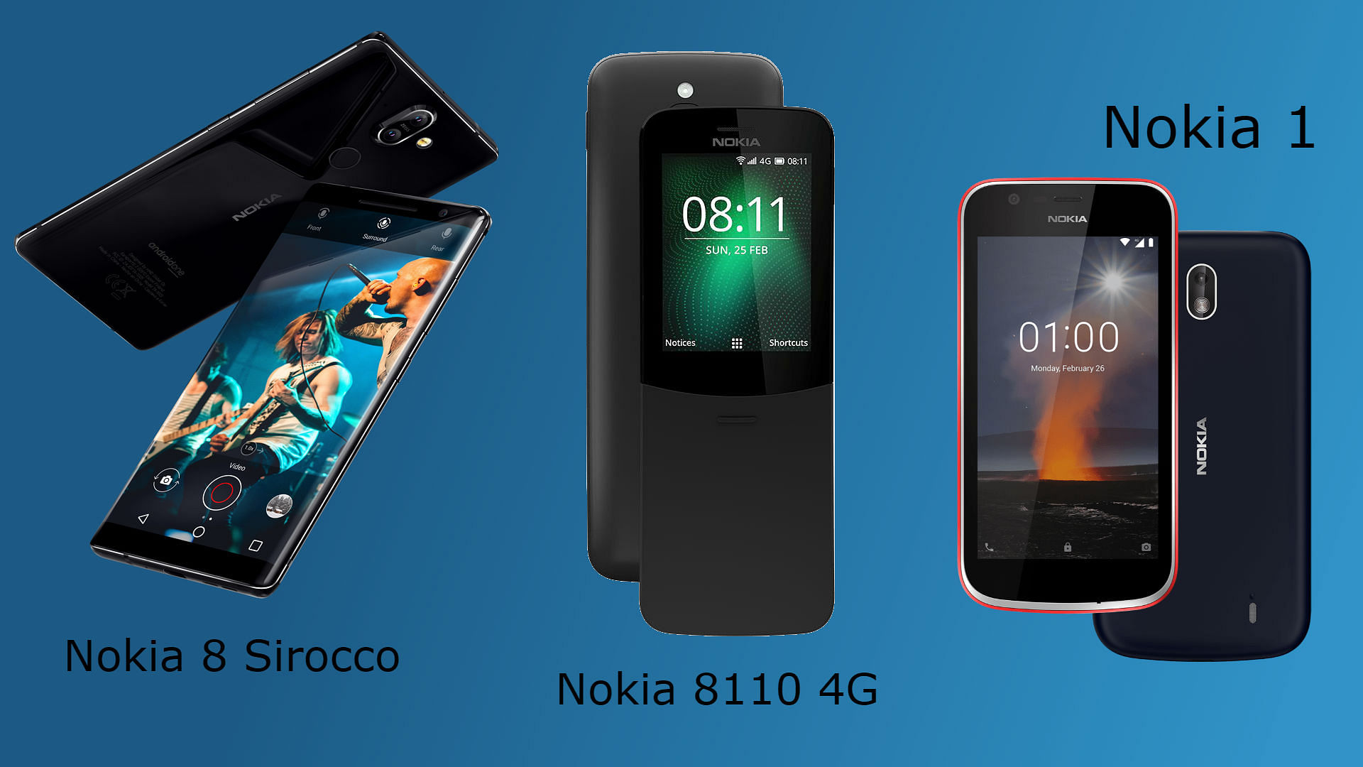 Some of the Nokia phones announced at the MWC 2018.&nbsp;