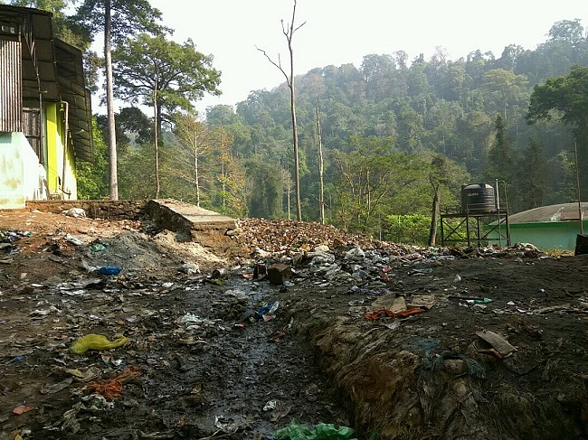 Area filled with plastic waste.