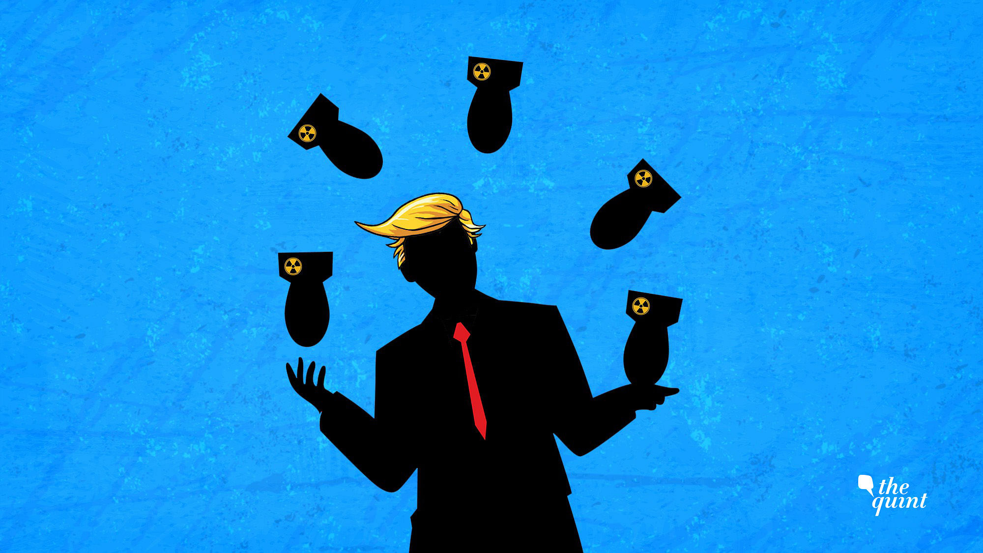 Illustration of Donald Trump and nuclear weapons used for representational purposes.
