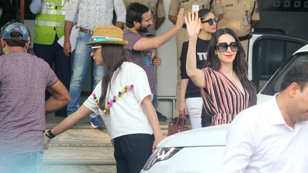 Karisma Kapoor, Saif Ali Khan and Kareena Kapoor were spotted outside the airport.