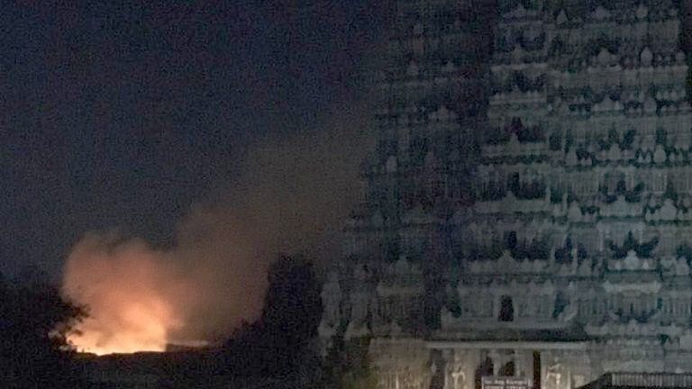  Fire broke out  in the complex of the famed Meenakshi Amman Temple on 2 February.&nbsp;