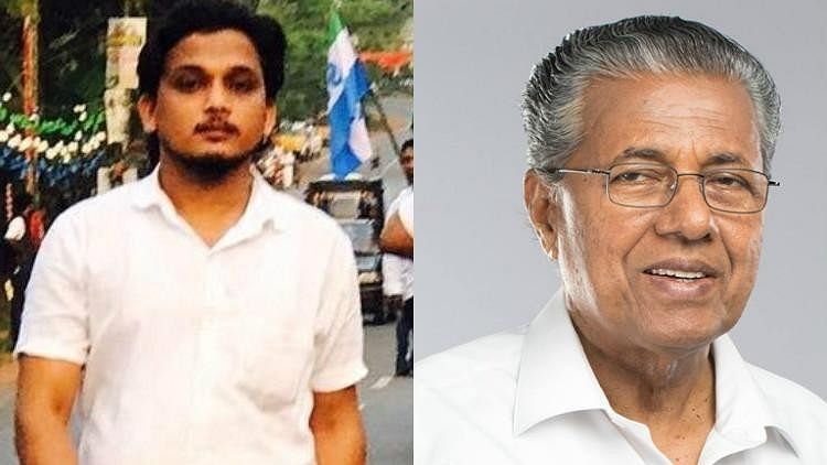 Congress youth leader Shuhaib (L) and Kerala CM Pinarayi Vijayan.