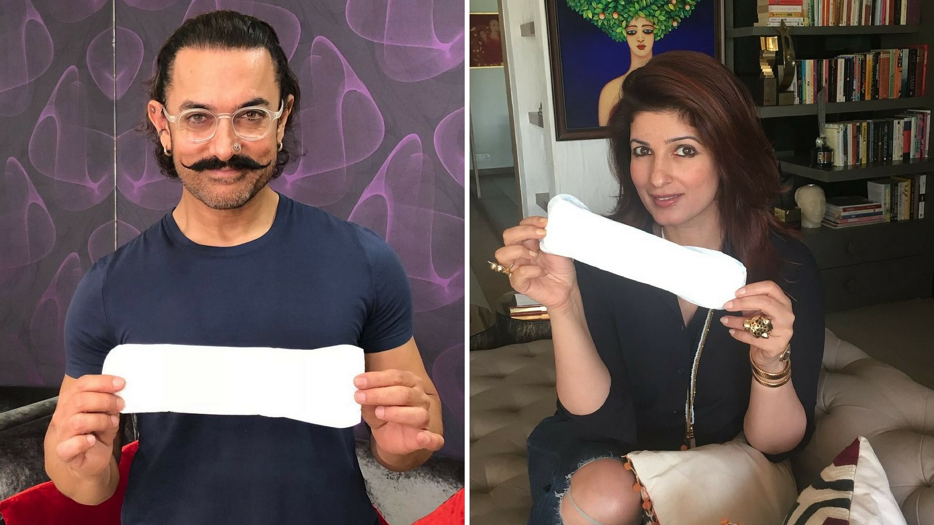 Aamir Khan and Twinkle Khanna begin the <i>PadMan</i> challenge.&nbsp;