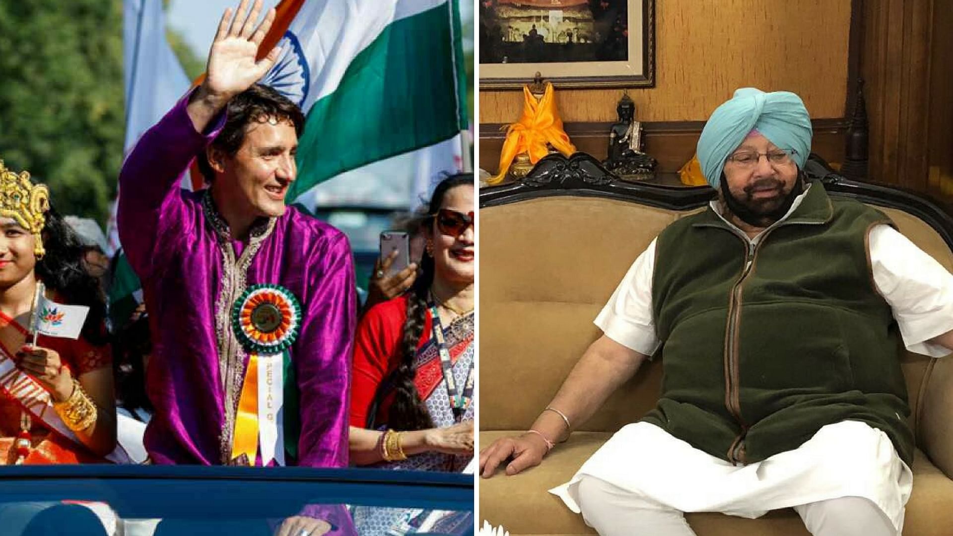  Canadian Prime Minister Justin Trudeau(Left) and  Punjab Chief Minister Amarinder Singh(Right)