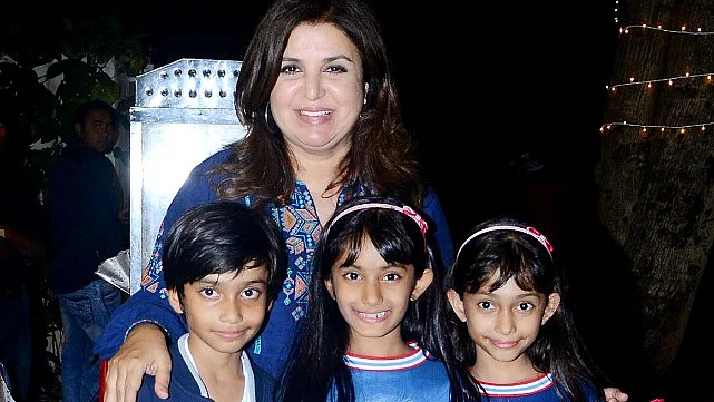 Farah Khan with her triplets on their birthday.