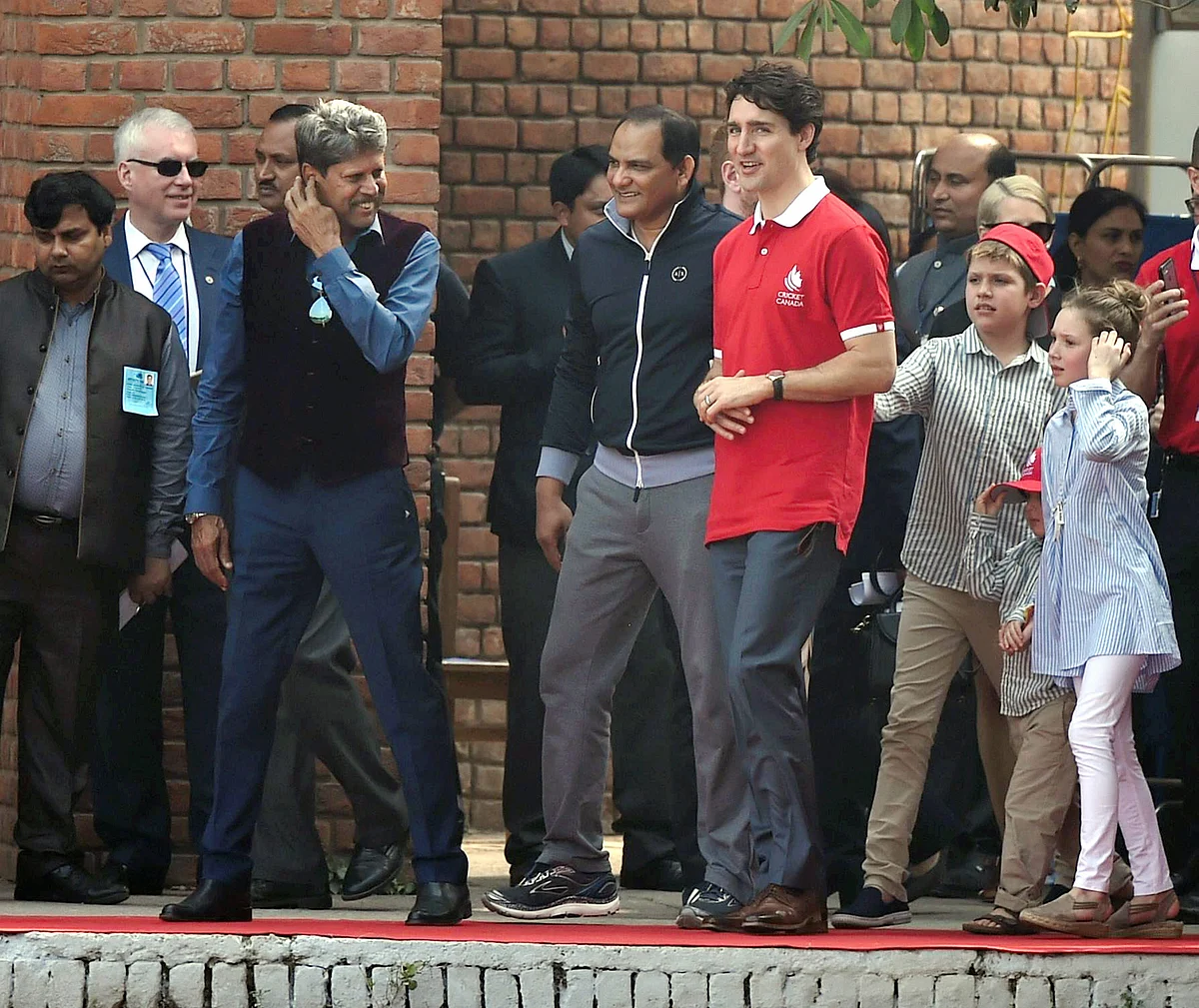 Watch: Canada PM Trudeau Plays Cricket With Kapil Dev, Azharuddin