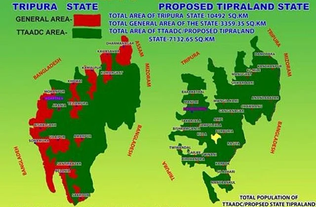 Map of TTAADC areas in Tripura