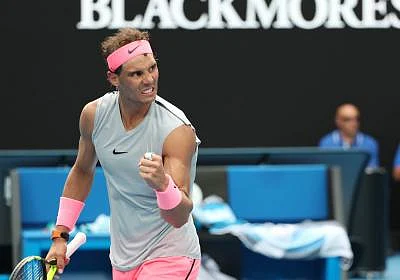 MELBOURNE, Jan. 21, 2018 (Xinhua) -- Rafael Nadal of spain celebrates after the men