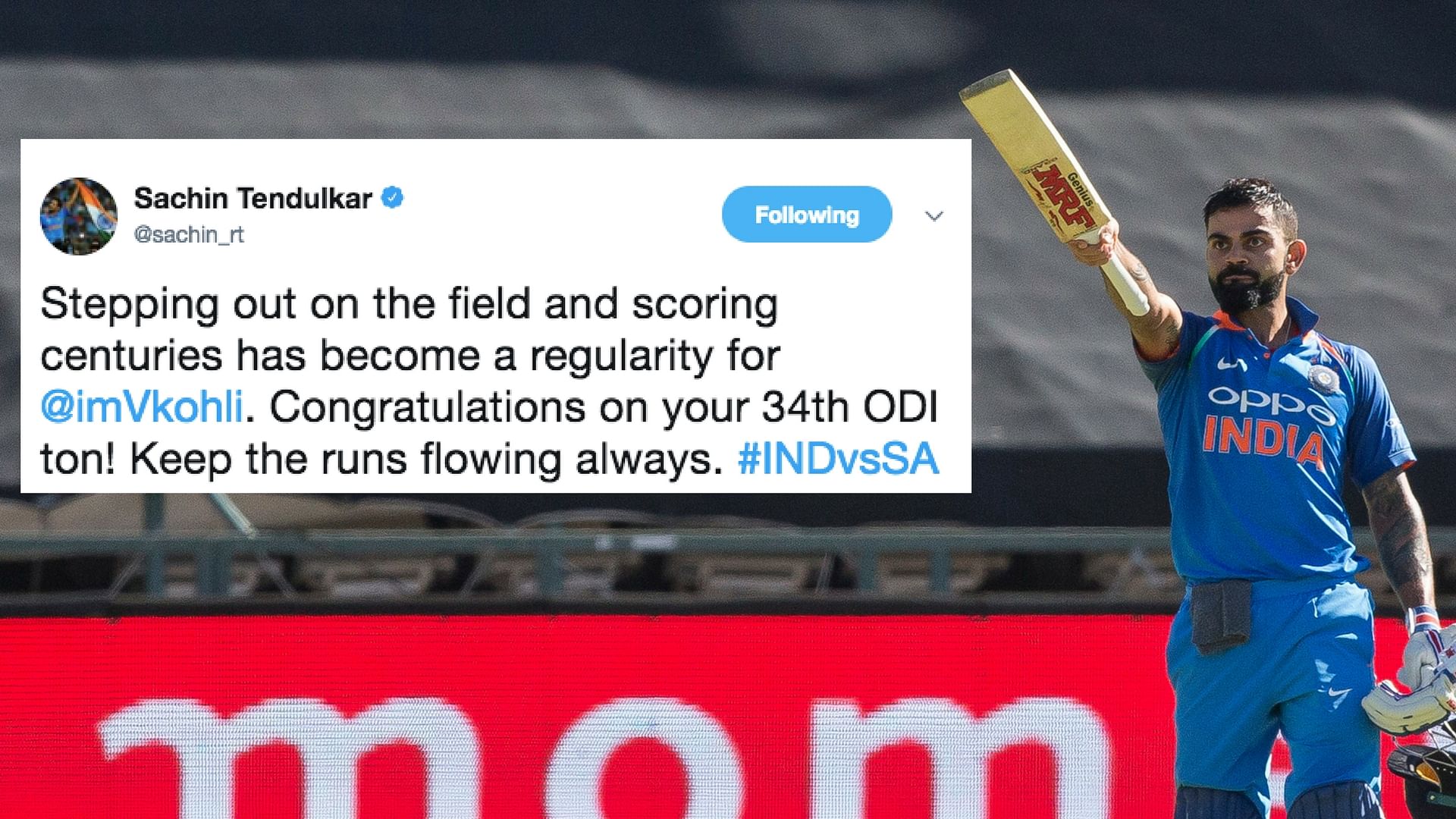 Virat Kohli scored an unbeaten 160 in India’s third ODI against South Africa.