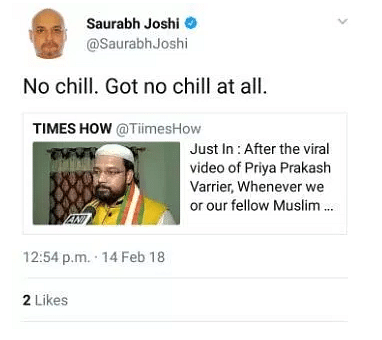 The 6 pm debate on the national news channel revolved around a parody tweet on Priya Prakash Varrier’s viral song.