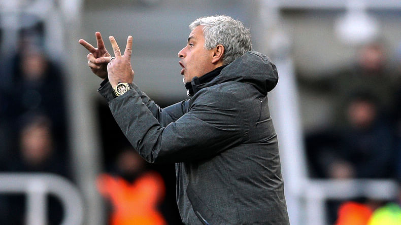 Manchester United manager Jose Mourinho gestures on the touchline during their match against Newcastle United at St James’ Park