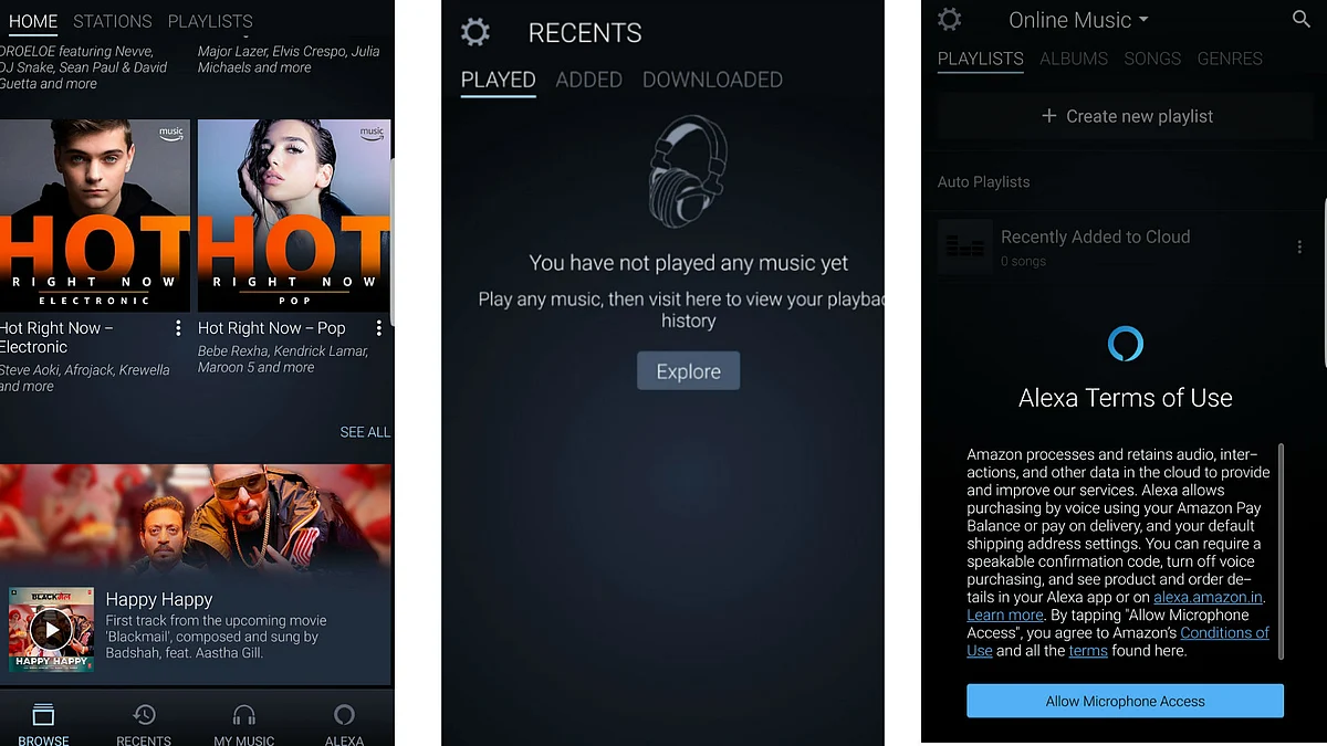 Amazon Prime music has a simple interface with access to Alexa. 