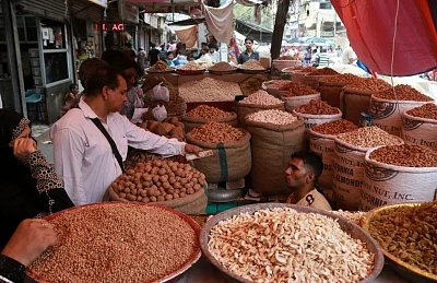 New Delhi: Dry fruits on sale at a shop in Khari Baoli whole sale market near Chandni Chowk, in New Delhi. (File Photo: IANS)