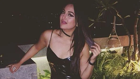 Sonakshi Sinha looks stunning in her leather black dress.