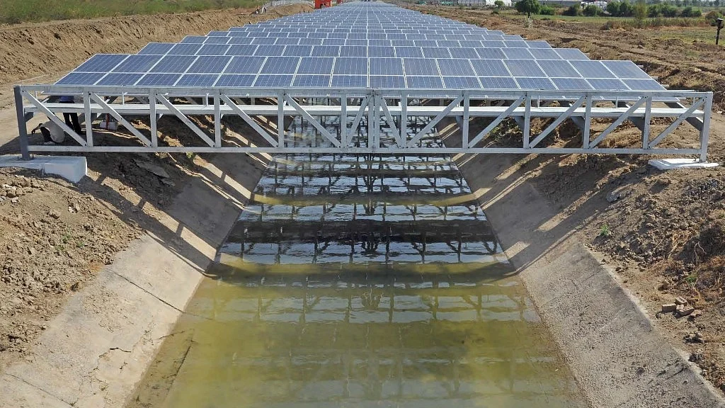The Narmada canal which passes through Vadodara has solar panels placed as a cover to protect the water from evaporation, while generating solar power.