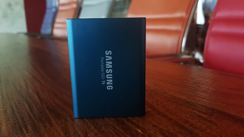 Samsung T5 portable storage drive.&nbsp;