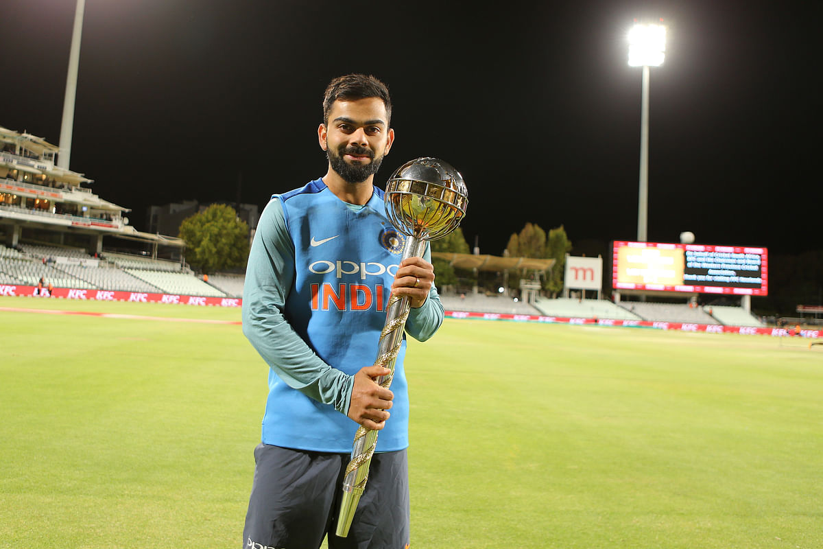 Captain Virat was presented the Test Championship Mace as his team retained the top spot in the Test Team Rankings.