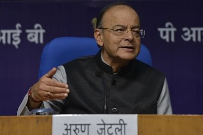 New Delhi: Finance Minister Arun Jaitley addresses a press conference after the presentation of Union Budget 2018-19, in New Delhi on Feb 1, 2018. (Photo: IANS)