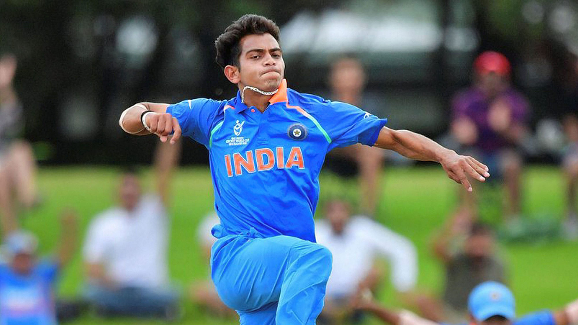  Kamlesh Nagarkoti celebrates after taking a wicket in the U-19 World Cup final against Australia.