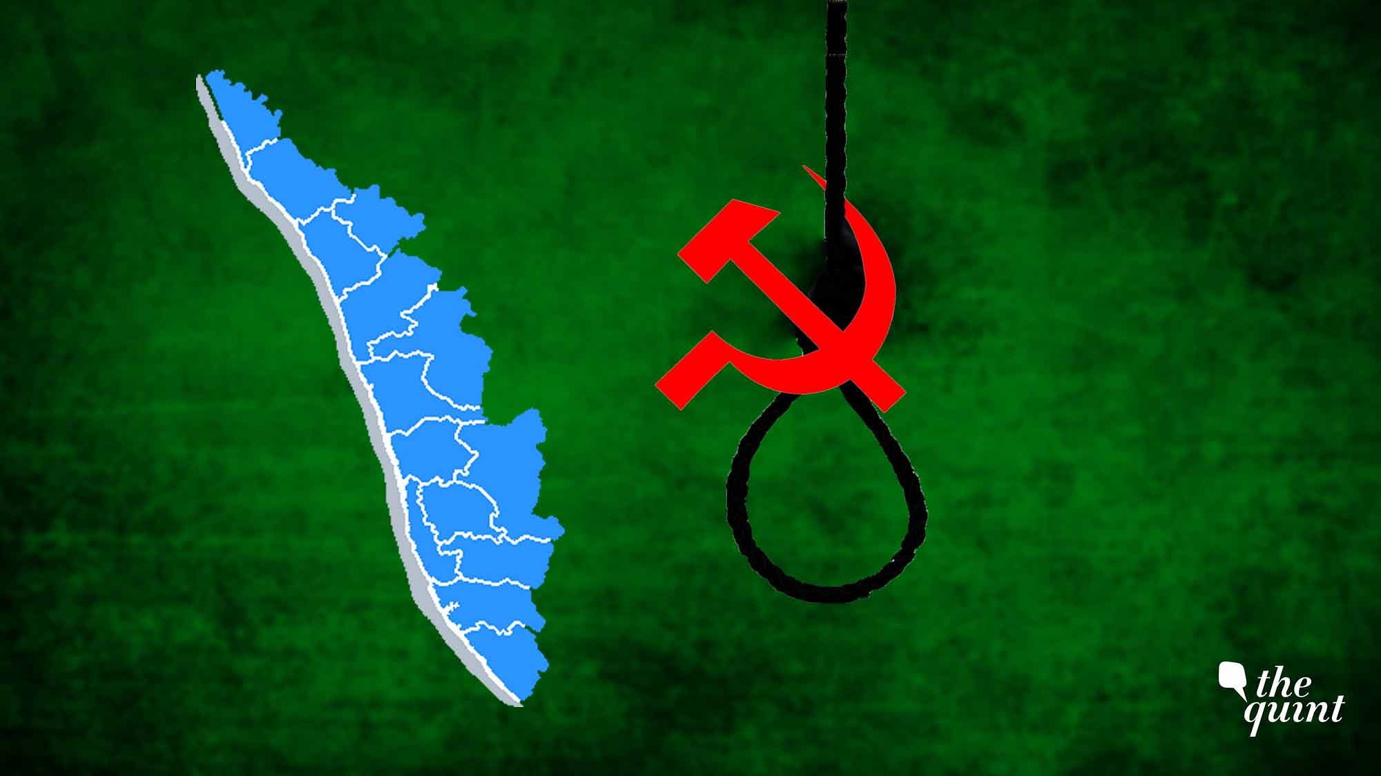 Illustration showing Kerala map and CPI(M) symbol on a noose, used for representational purposes.