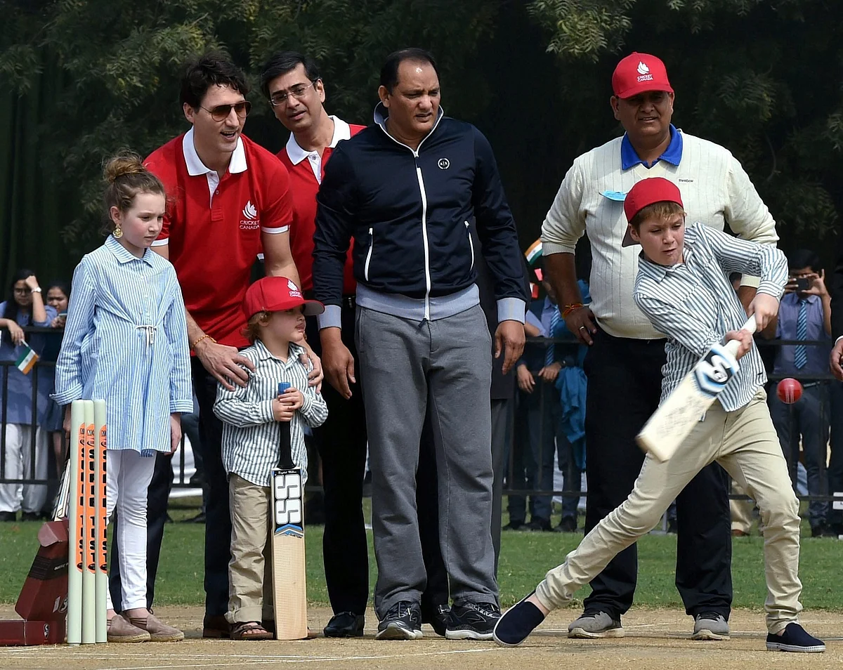 Watch: Canada PM Trudeau Plays Cricket With Kapil Dev, Azharuddin