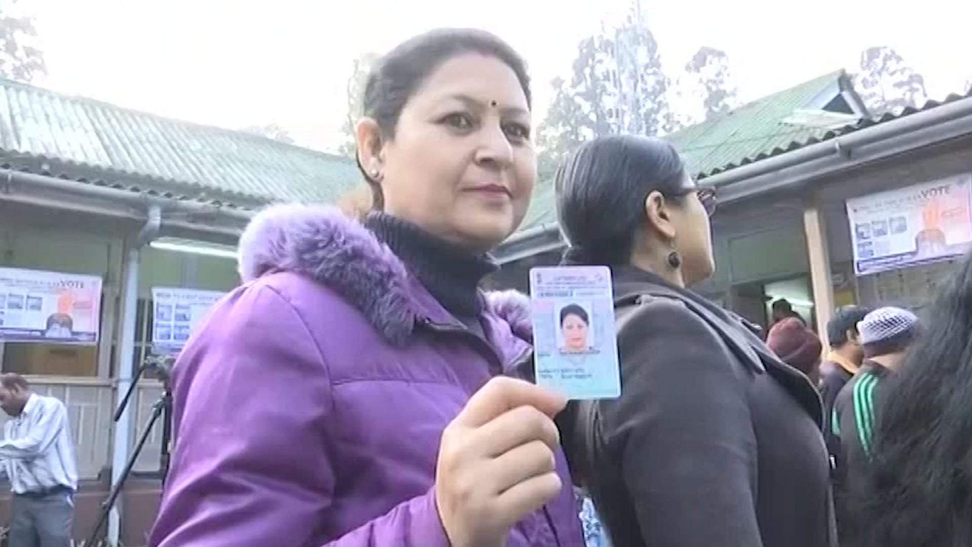 A voter displays her voter ID card in Shillong, Meghalaya.&nbsp;