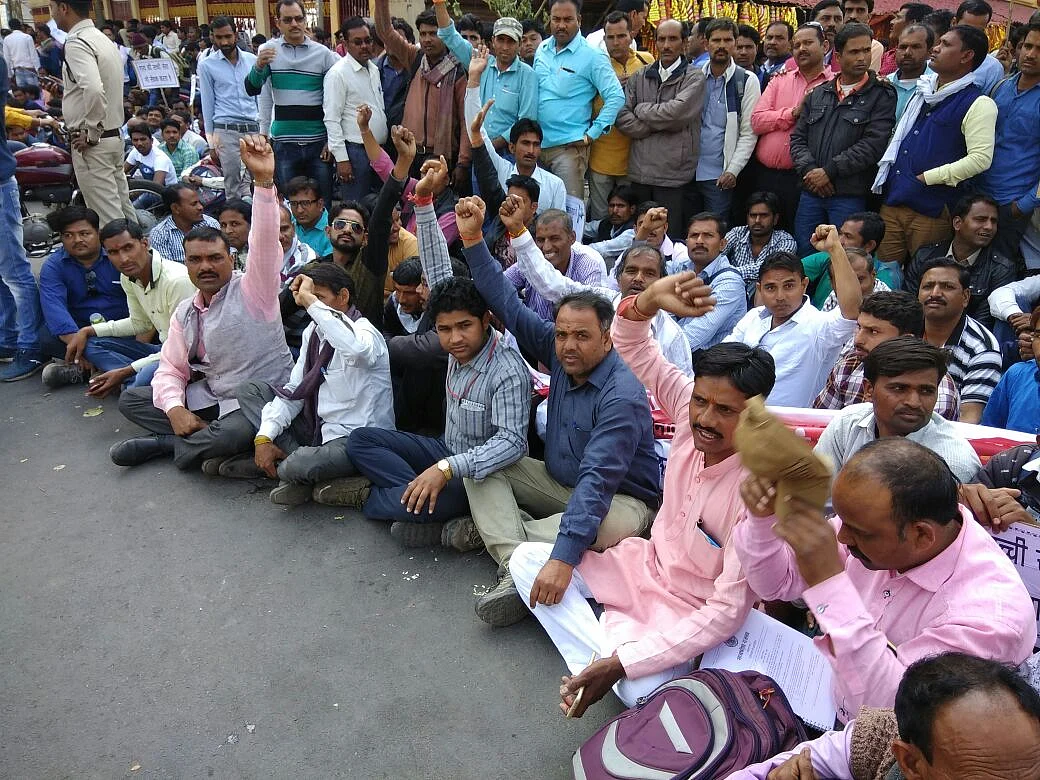 Gau rakshaks protesting in Bhopal.