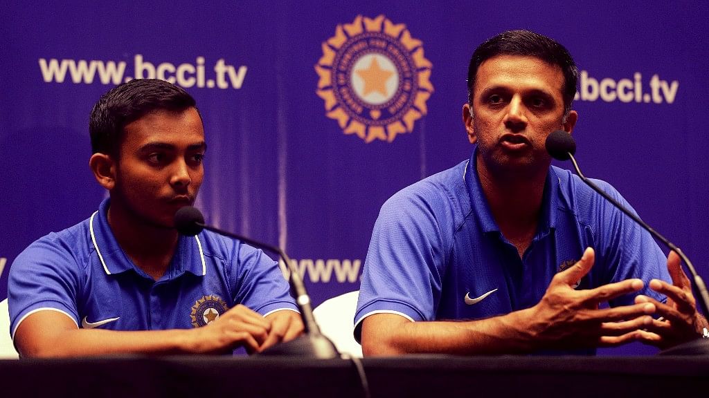 Coach Rahul Dravid addressed the media after winning the Under-19 World Cup.<a></a>