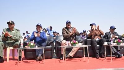 Bengaluru: Union Science and Technology Minister Harsh Vardhan during the test-flight of SARAS PT1N at Bengaluru