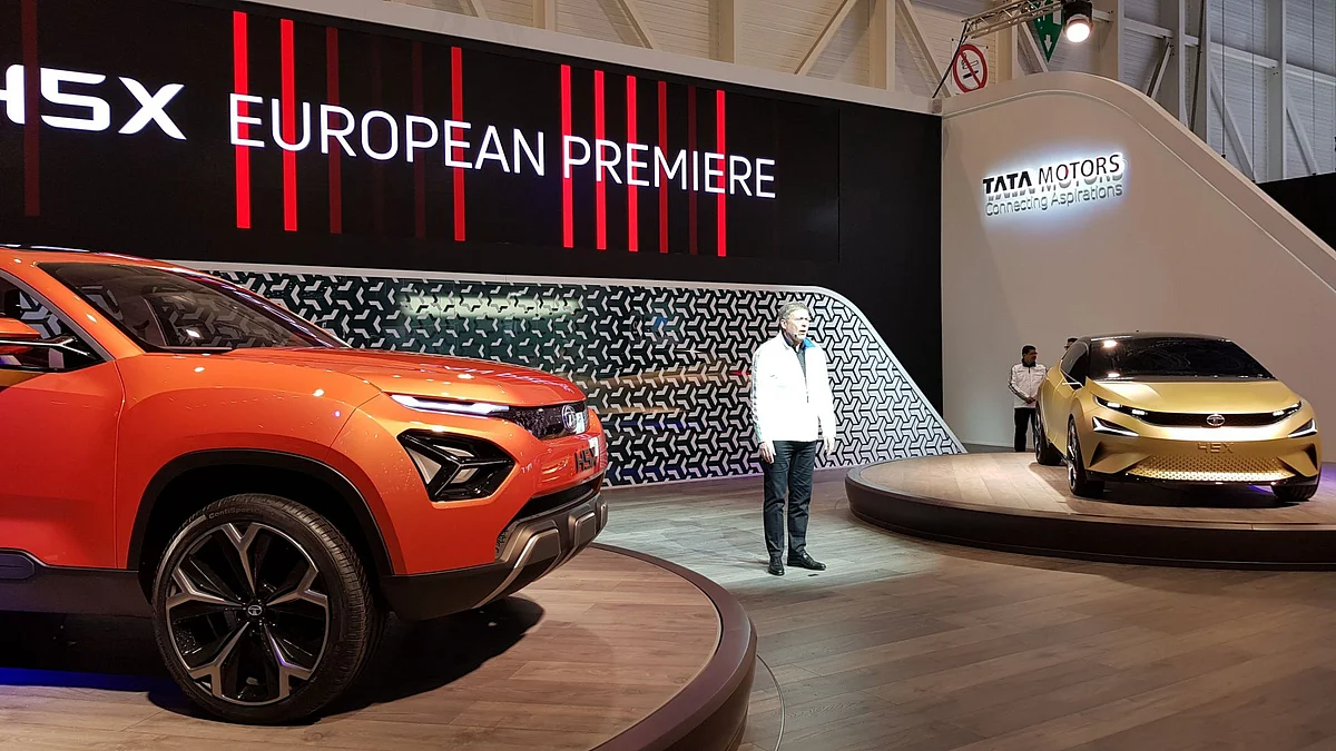 The Tata 45X hatchback (right) and H5X SUV at the Geneva Motor Show. 
