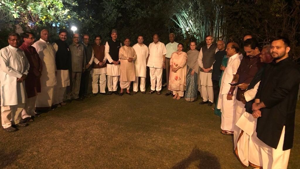 Opposition leaders at Sonia Gandhi’s residence on 13 March.&nbsp;