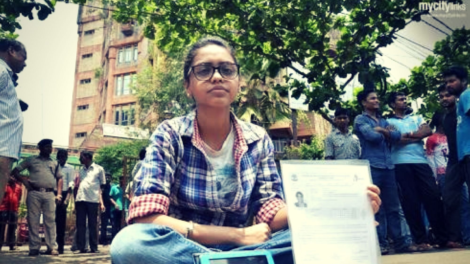 The author sitting in front of the CBSE office.