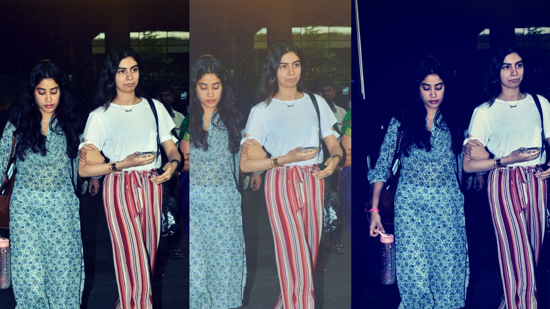 Janhvi and Khushi Kapoor were spotted at the airport.&nbsp;