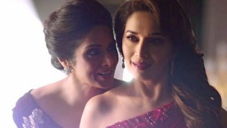 Madhuri Dixit and late Sridevi - two iconic actors in one frame.&nbsp;