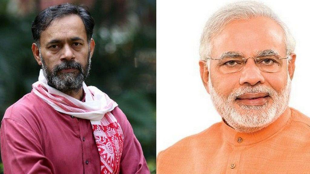 Yogendra Yadav (left) pens an open letter to PM Modi (right), that addressed the demands of the students protesting the SSC exam fixing.&nbsp;
