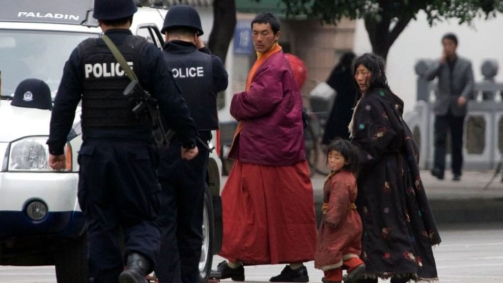 Police patrol in Lhasa.