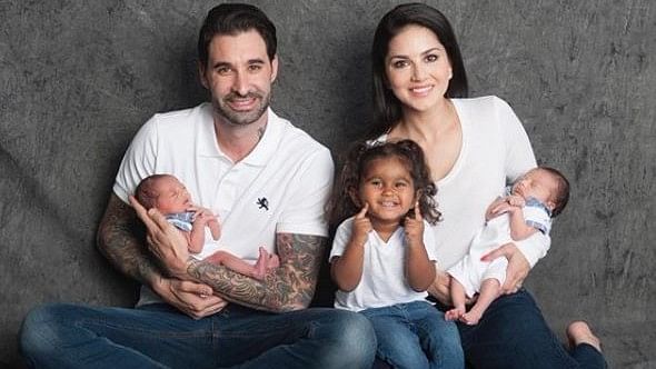 Sunny Leone and husband Daniel Weber surprise fans by posting picture of their new born twins. 