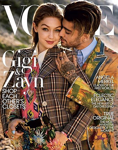 Zayn Malik and Gigi Hadid on the cover of <i>Vogue.</i>