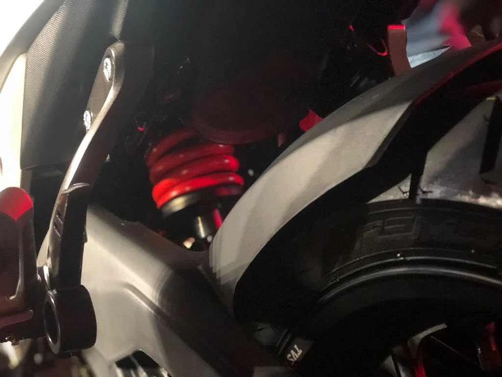 The bike welcomes rear monoshock for the first time